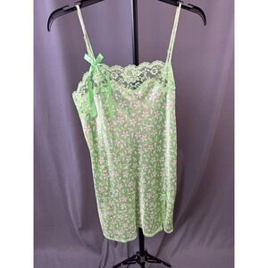 Y2K Victoria Secret Angels Green Pink Floral Slip Dress Women's Medium